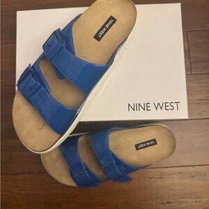 Nine West Vibrant Blue Slide Sandals